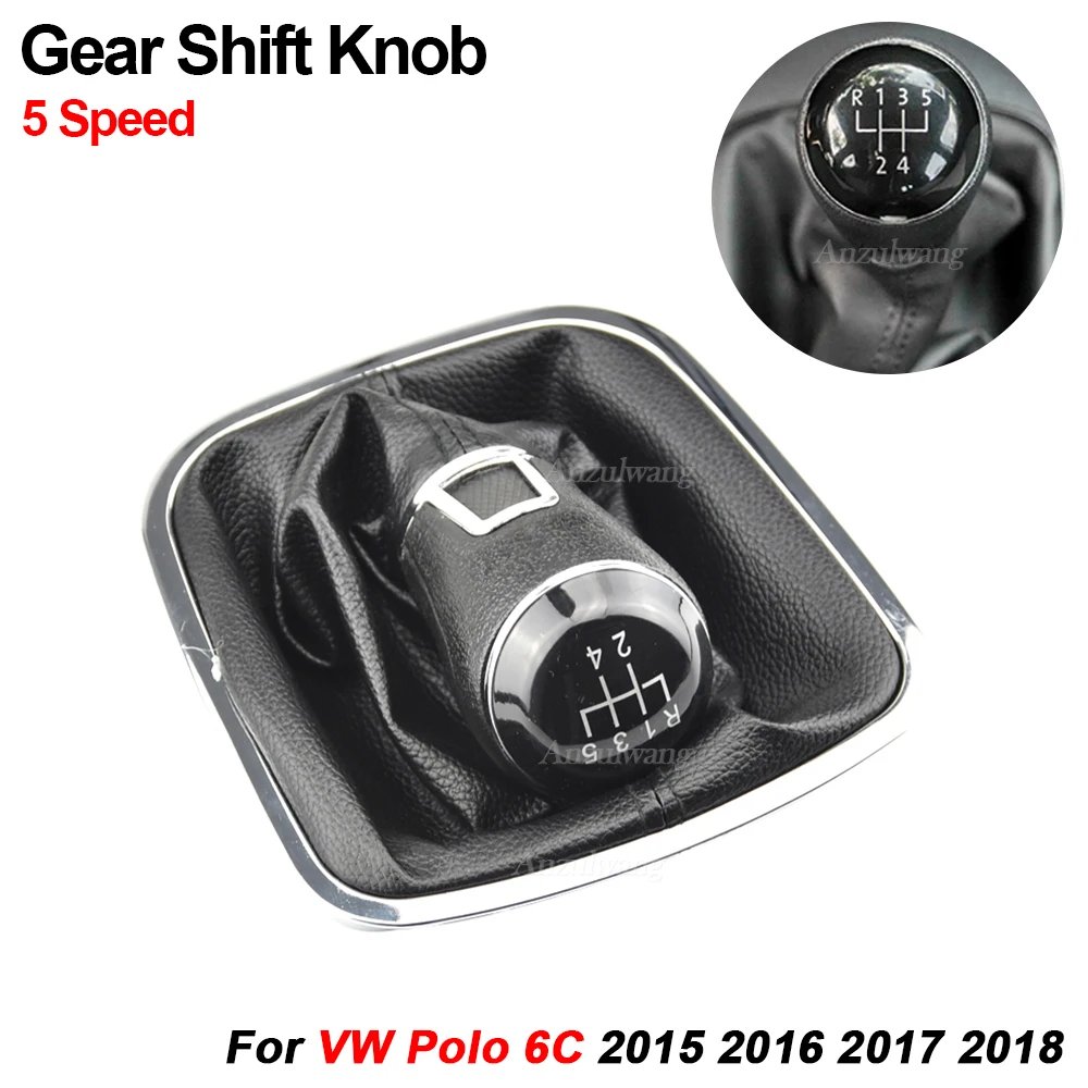 For VW Volkswagen Polo 6C 2015 2016 2017 2018 5 Speed Gear Shift Knob Gaiter Boot Cover Case Car Styling Accessories