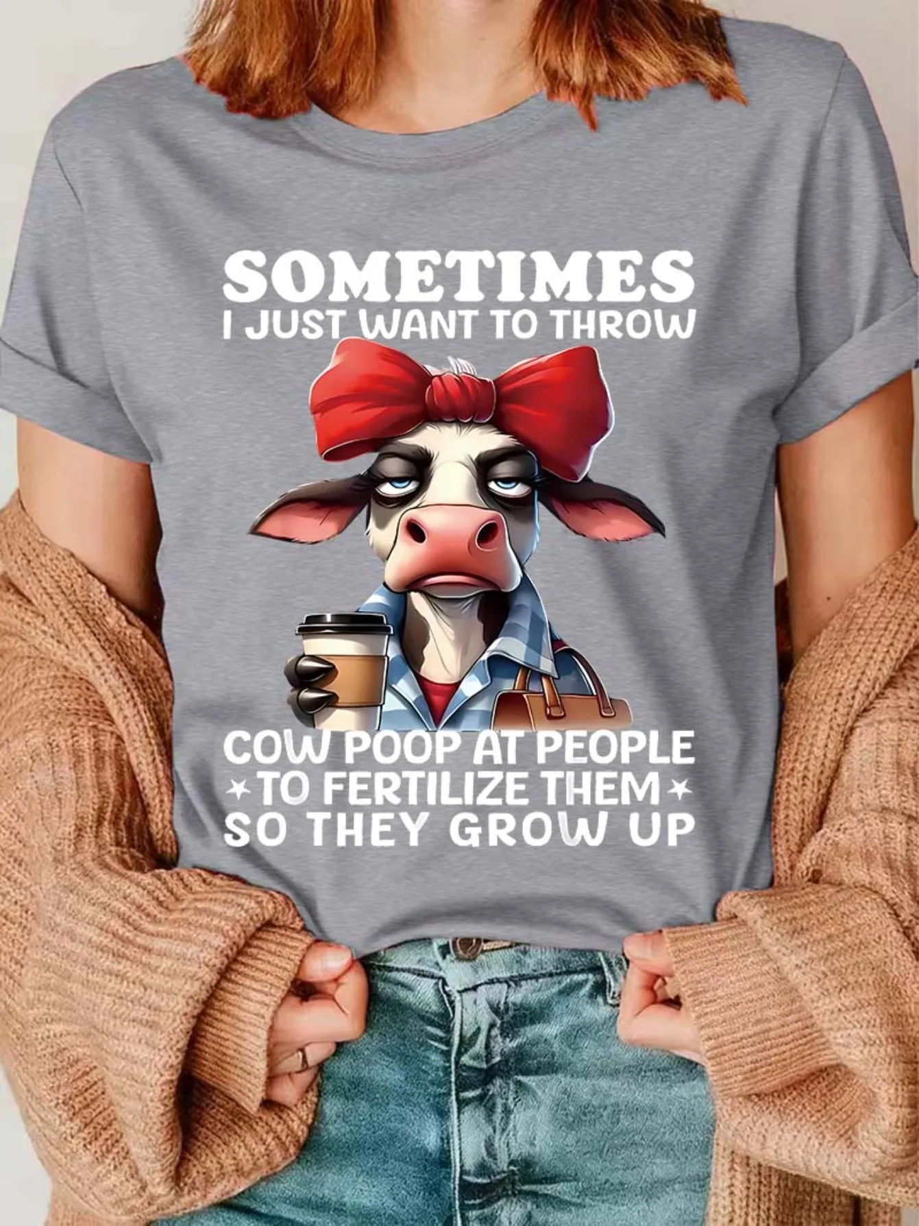 Bullshit Pun T-shirt with Cow Print and 