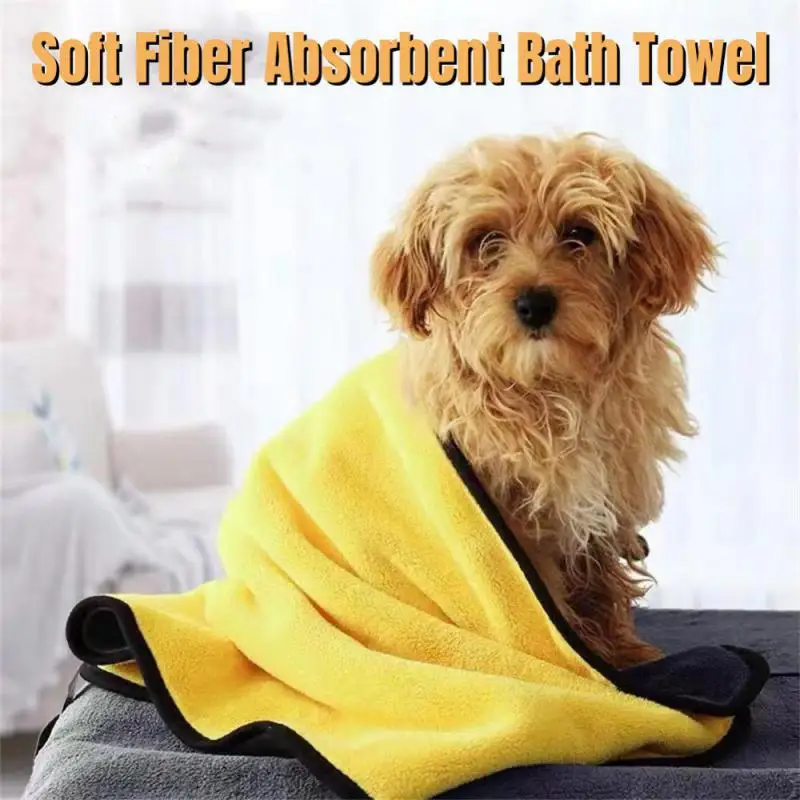 Quick-drying Dog and Cat Towels Soft Fiber Towels Absorbent Bath Towel Pet Bathrobe Convenient Cleaning Towel Dog Accessories