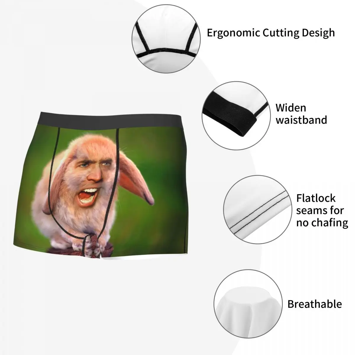 Custom Cool Funny Nicolas Cage Rabbit Meme Boxers Shorts Panties Male Underpants Stretch Briefs Underwear