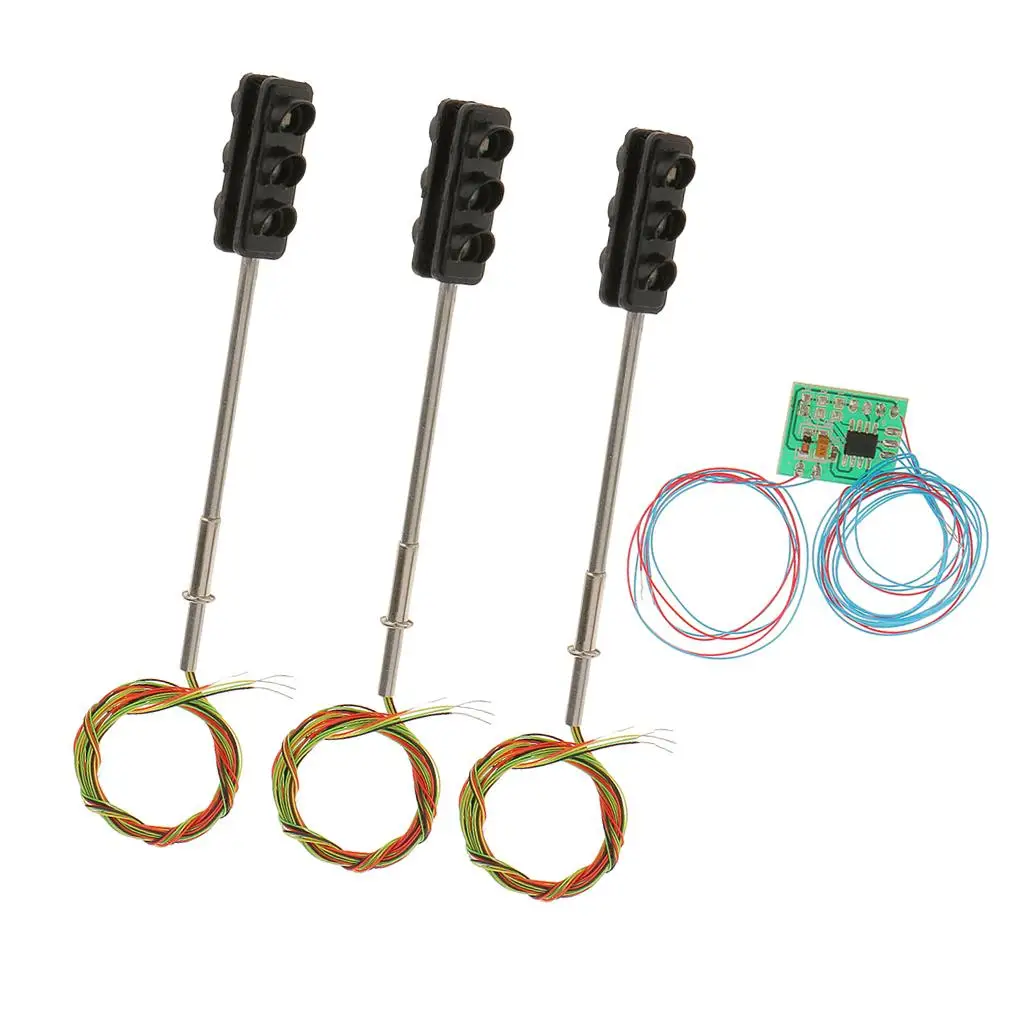 3pcs 60mm modello 3-luci di segnalazione stradale in metallo leggero 5-6V 0.36W potenza LED treno architettura ferroviaria Diorama accessori per paesaggi