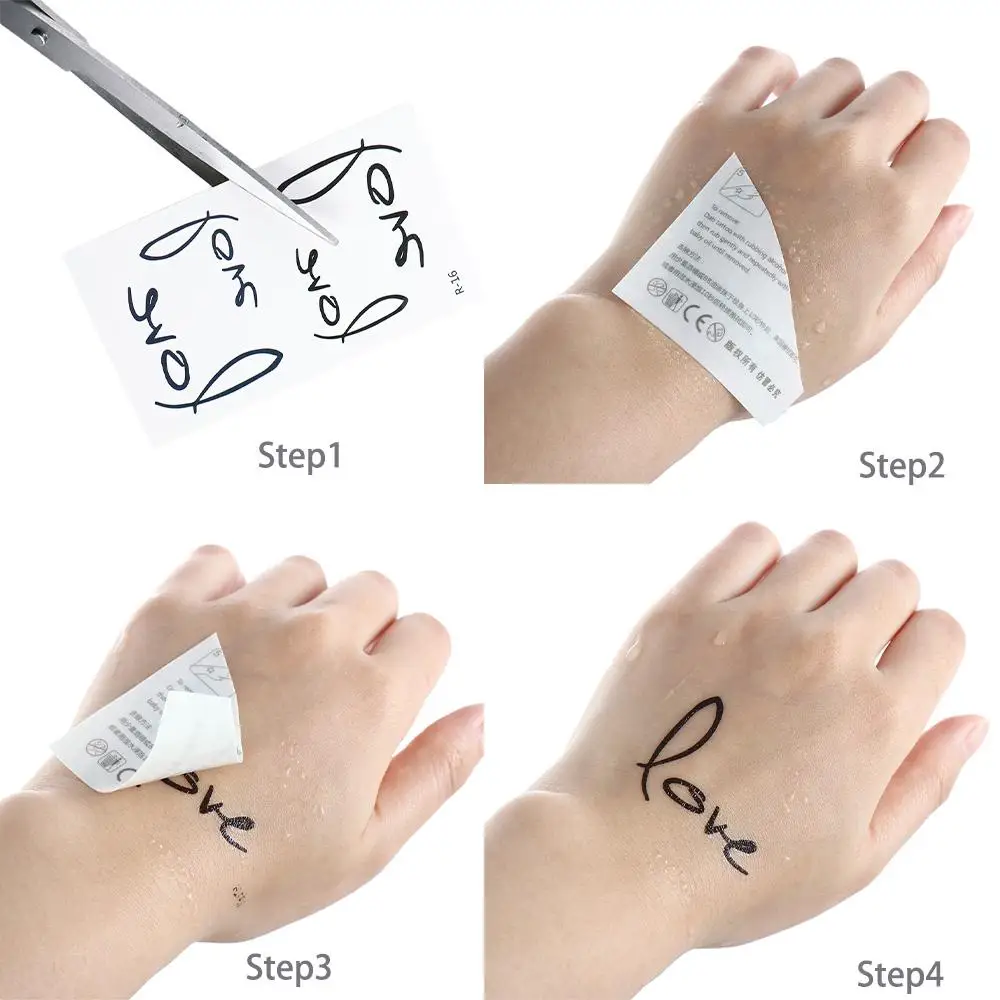 30pcs/Set Temporary Chinese English Letters Words Tattoos Set Small Fake Tattoo Black Arm Sleeve Tattoo Sticker