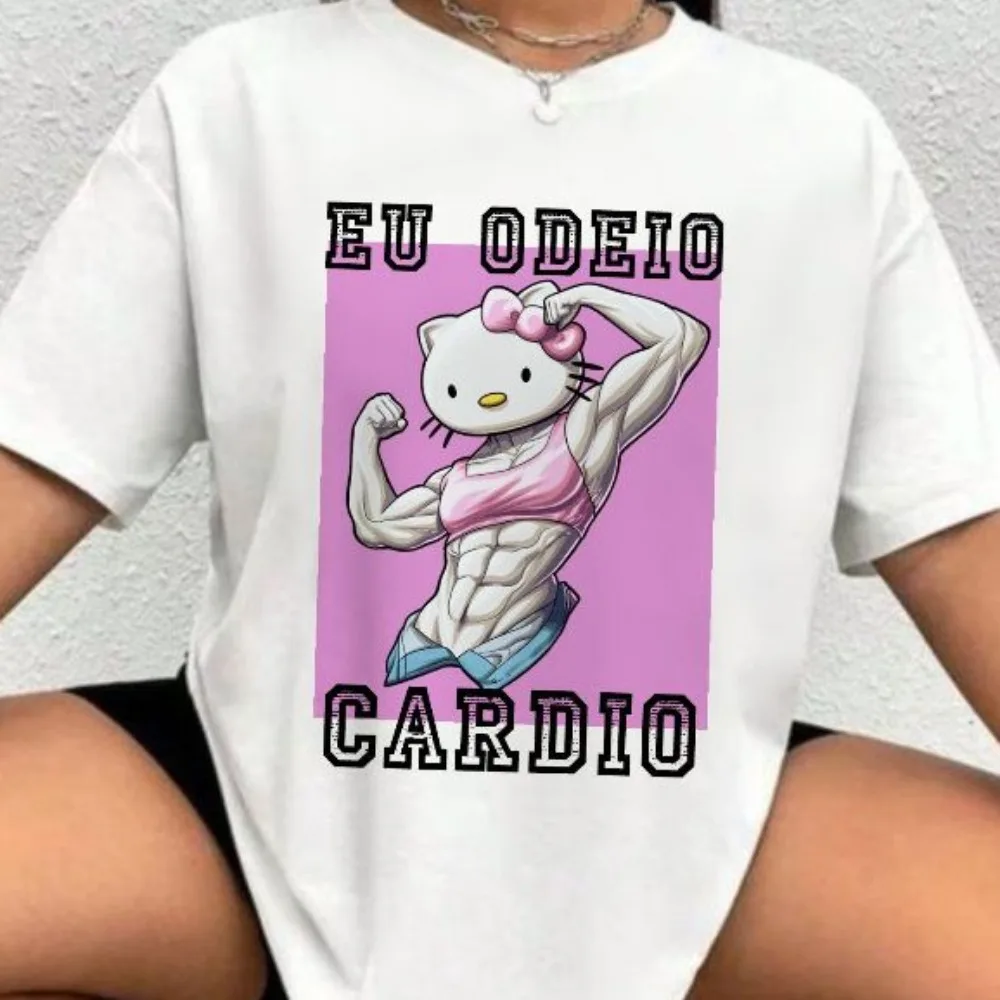 

Hello Kitty Boy Girl Cartoon Summer T-Shirt Family Parent-Child Clothing Casual Loose Comfort Oversized Short Sleeve Men Women