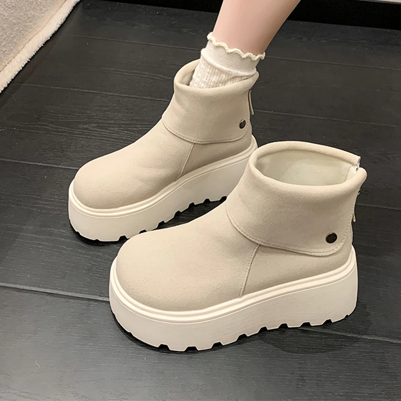 

Flats Platform Women Ankle Boots Suede Fashion New Shoes Designer Winter Boots Fashion Dress 2025 Casual Chelsea Botas Mujer