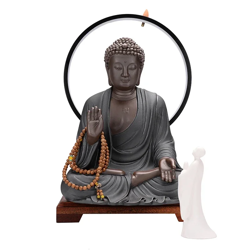 Chinese Style Large Ceramic Vairocana Buddha Statue Amitabha Zen Ornament Living Room Home Office Craft Decoration