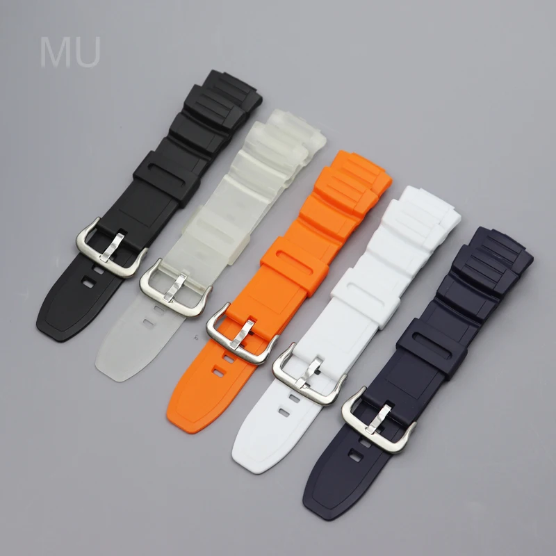 Черный силиконовый ремешок для часов Casio MCW100H/110H/W-S220/HDD-S100/AE2000/2100, выпуклая интерфейсная пряжка, удобный для кожи ремешок