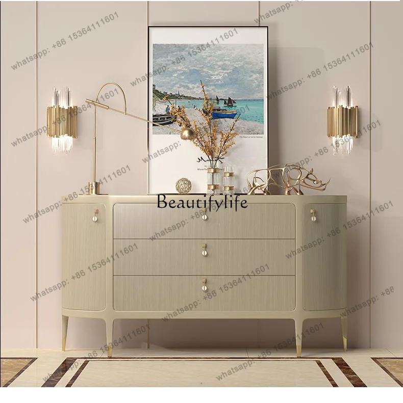 13American light luxury semi-round entrance cabinet, simple modern living room locker enters the door