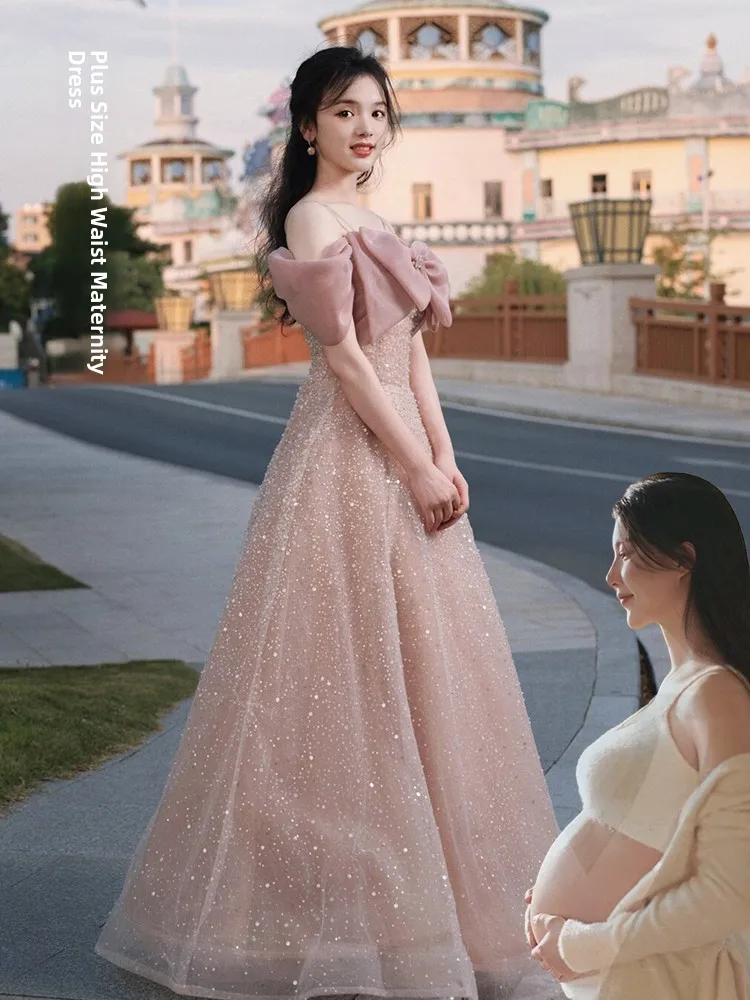 

Розовое вечернее платье с пайетками на одно плечо, элегантное, с завышенной талией, А-силуэт, длинное, для свадьбы, вечеринки, торжества