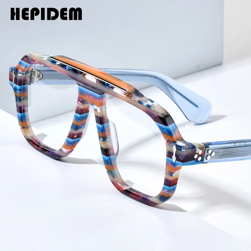 HEPIDEM Acetate Eyeglasses Frame Men Retro Brand Square Japanese Handmade Glasses Eyewear Women Spectacles OCT