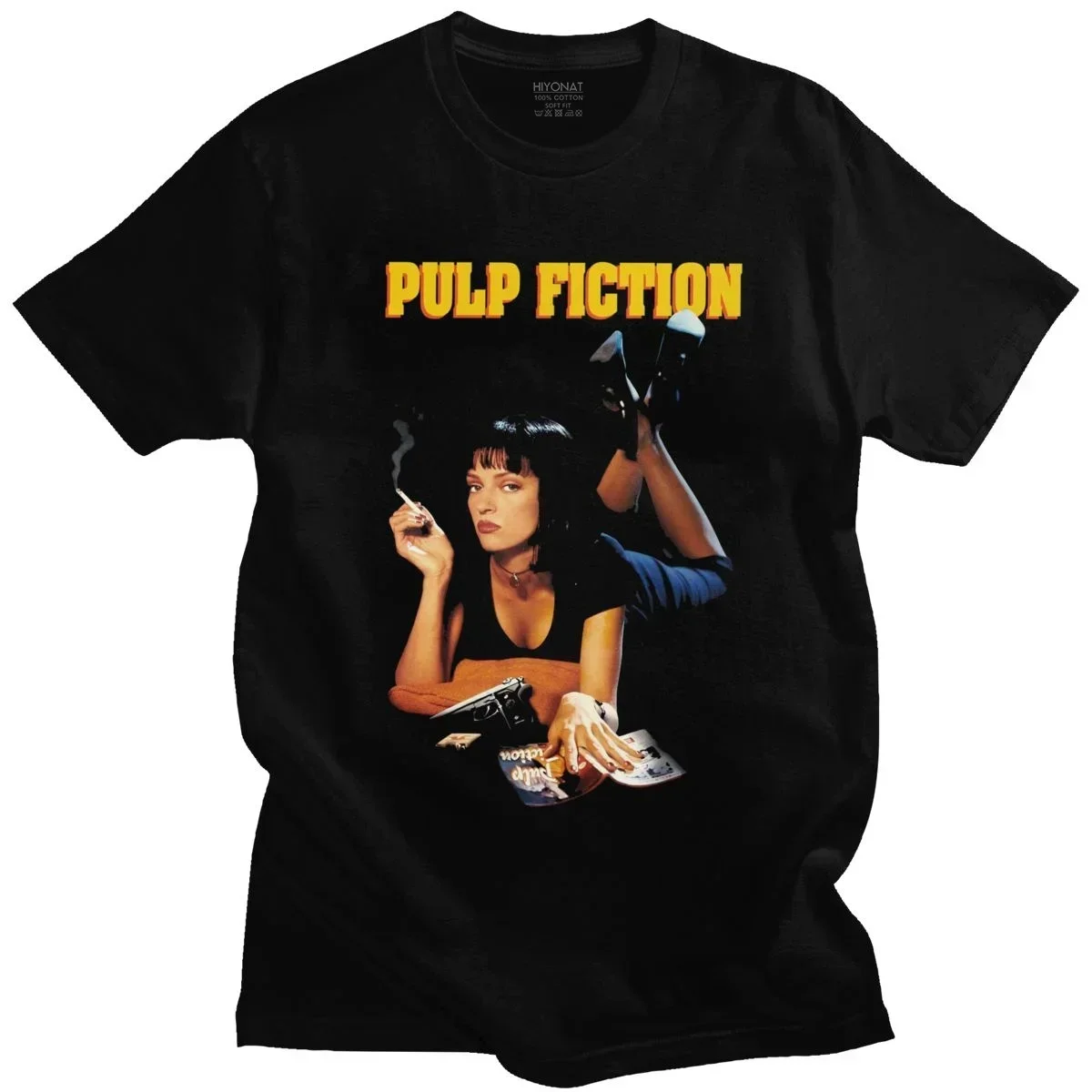 Vintage pulp fiction men's Mia Wallace T-shirt Quentin Tarantino Top Short sleeve street casual gift unisex comfy clothing