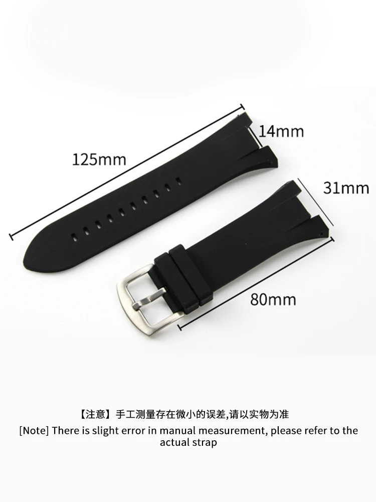 For Armani Ax1803 | 1802 | 1050 Rubber Solid Stainless Steel Buckle 31x14mm Concave Interface Silicone Watch Strap