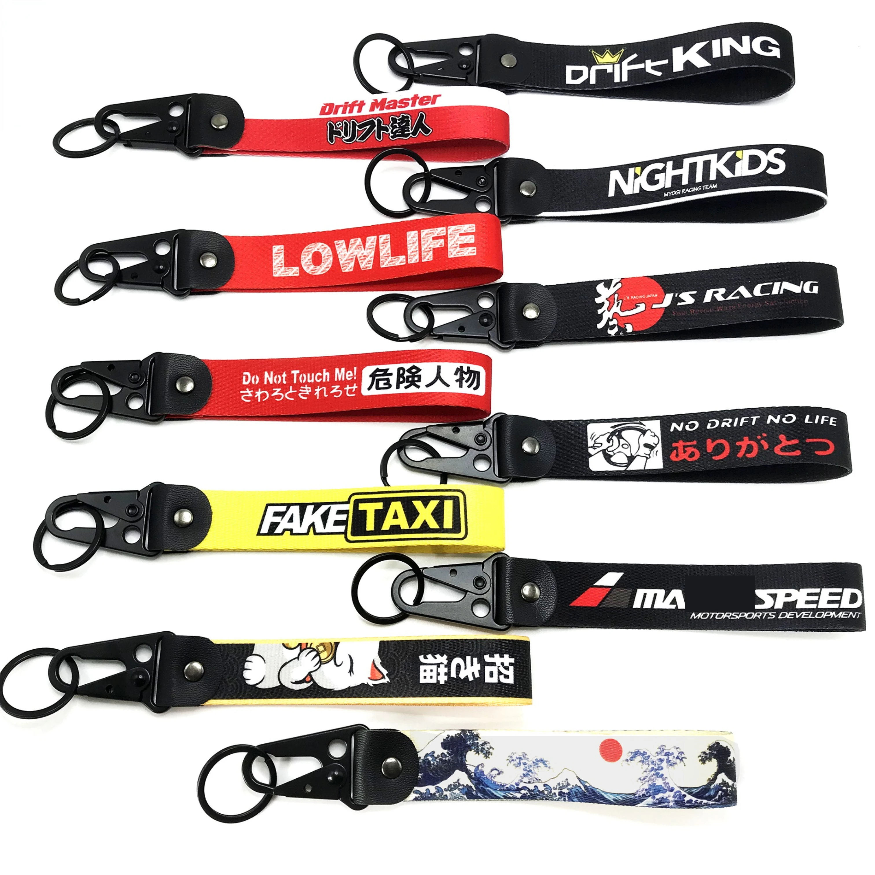 The New JDM Style Racing Keychain Car Culture Wrist Key Chain Strap Keyring Key Holder Heat Transfer Process Fashion Key Strap