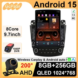 9.7inch Car Carplay For Honda Accord 7 2003-2007 Android 15 Stereo Multimedia Video Player GPS Car Radio Navigation