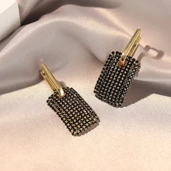 European Fashion Temperament Luxury High Quality Zircon Square Earrings Business Banquets Weddings Women's Jewelry Earrings 2023