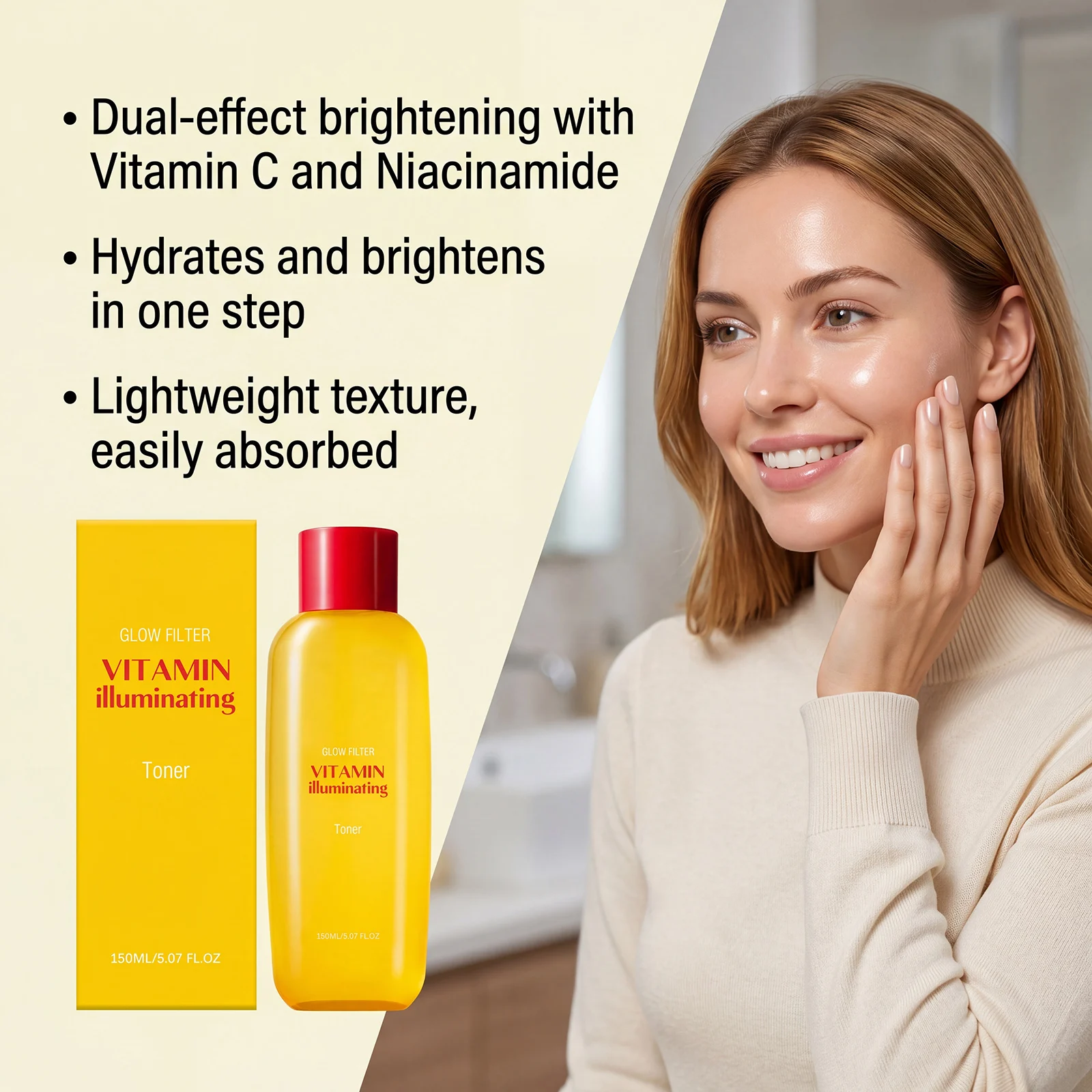 Vitamin C Niacinamide Illuminating Toner Glow Brightening Anti Oxidation Hydrating Sooth Non Irritating Facial Skin Care Water