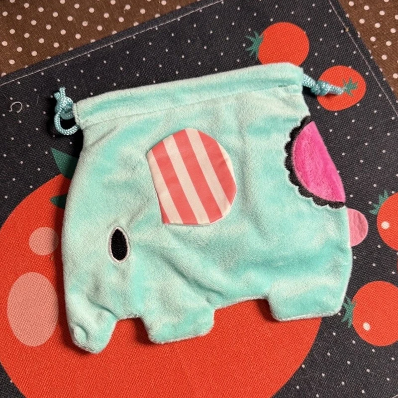 Sentimental Circus Mouton Elephant Plush Drawstring Bag Miscellaneous Storage Bag‌ Cute Travel Organizer Bag Drawstring Pouch