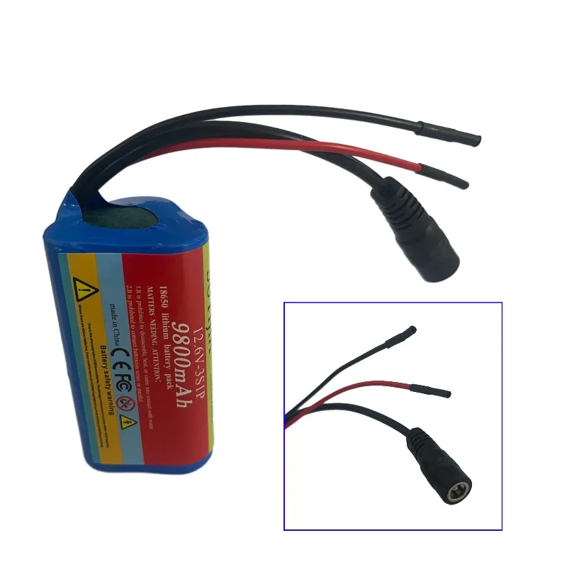 3S1P 18650 Battery 12V 9800mAh for CCTV Camera Backup Power Rechargeable Li-Ion Battery Pack with 12.6V Charger