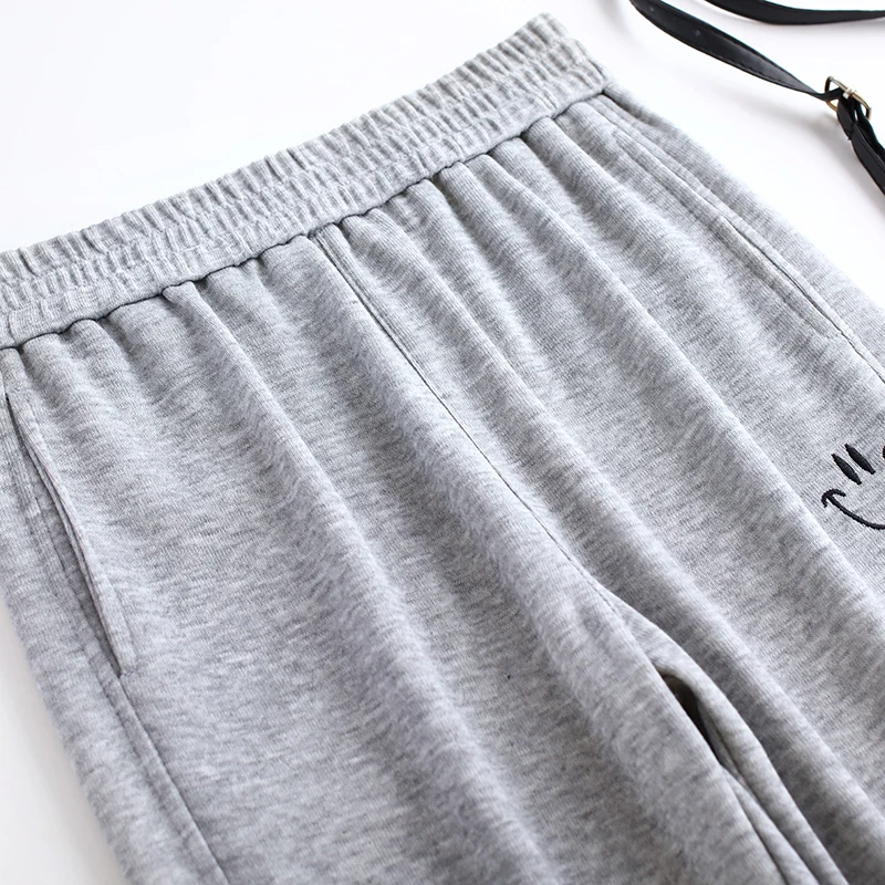 High-Waist Harun Pants Capris Women's Summer Thin Loose Pants Fat MM Capris Elastic Waist Gray Casual Pants M-5XL