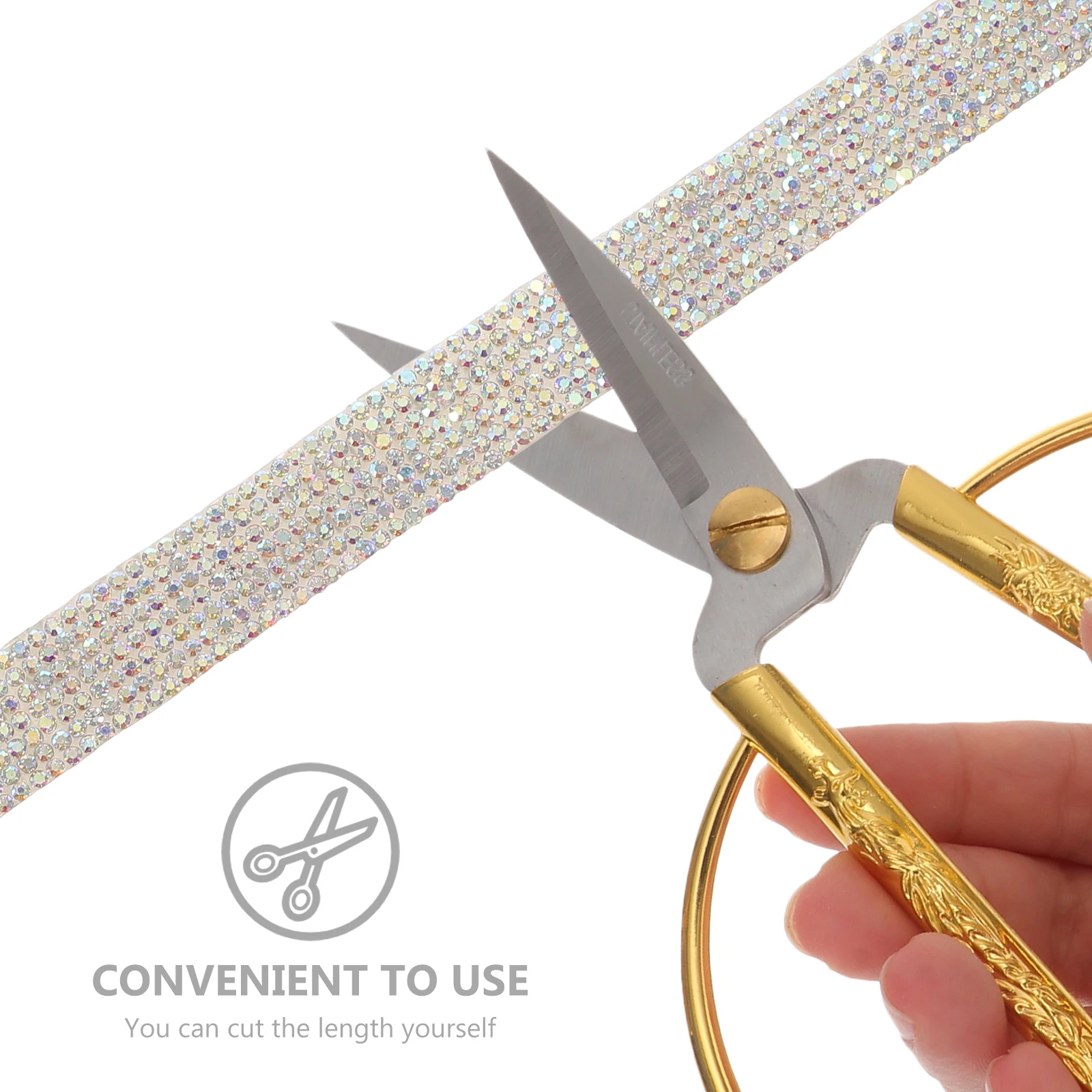 

2 Rolls Crystal Hot Diamond Belt for Clothes Decoration Rhinestone Strip Craft Strips Ribbon Bride Lightweight Self Adhesive