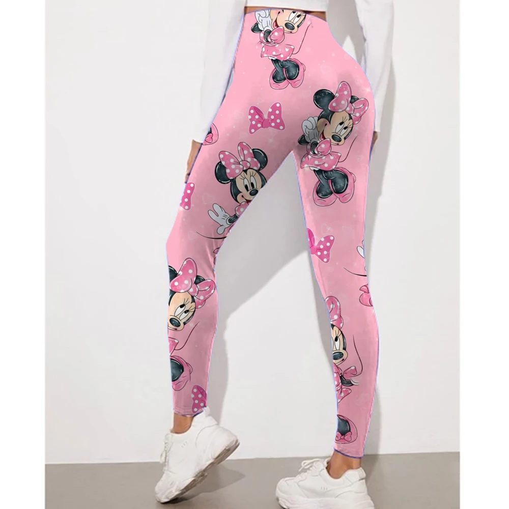 Disney Mickey Mouse Minnie Print Slim-Fit elastische Taille Strumpfhosen Damen Casual Leggings tägliche Arbeit Reisekleidung