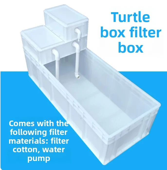 Turtle Tank with Basking Platform Plastic Terrapin Habitat Aquarium Box Filter