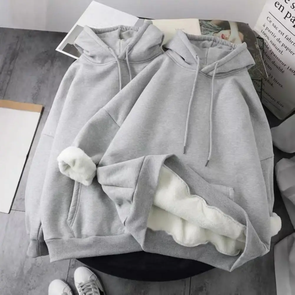 Winter Hoodies Thicken Warm Lambswool Hoodie Pants Men Sweatshirts Casual Sweatshirt Fashion Thermal Windproof Unisex