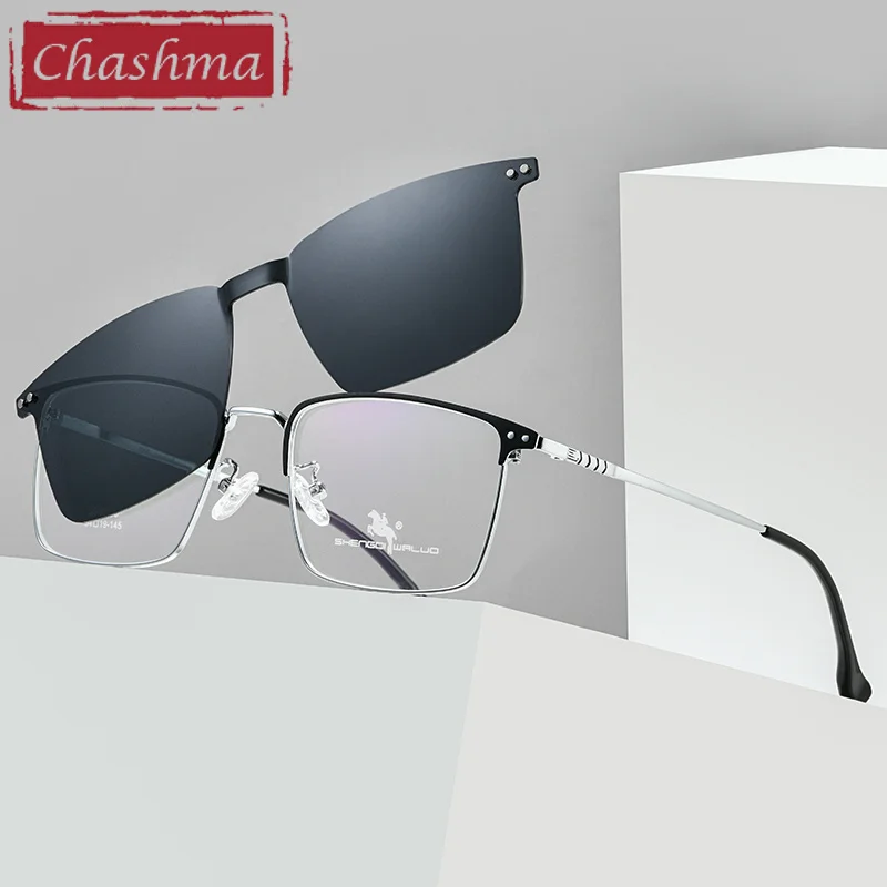 Chashma Prescription Glasses Men Magnet Clip Polarized Sunglasses Cover Eyewear Gray Layer Women Optical Spectacles for RX Lens