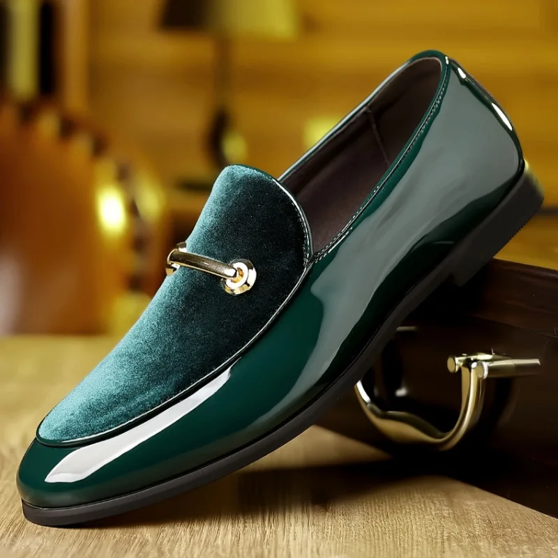 Luxury Brand Designer New Men Slip On Suede Leather Mixed Flats Shoes Moccasins Wedding Prom Homecoming Loafers Zapatos Hombre