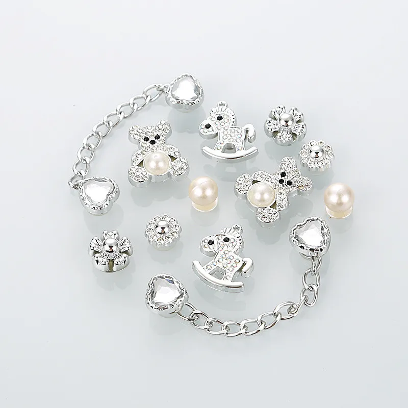 New Cute Pony Bear Hole Shoe Charms Decorations Fashion Detachable Chain Shoe Flower Shoes Buckle DIY 3D Hoe Shoe Accessories