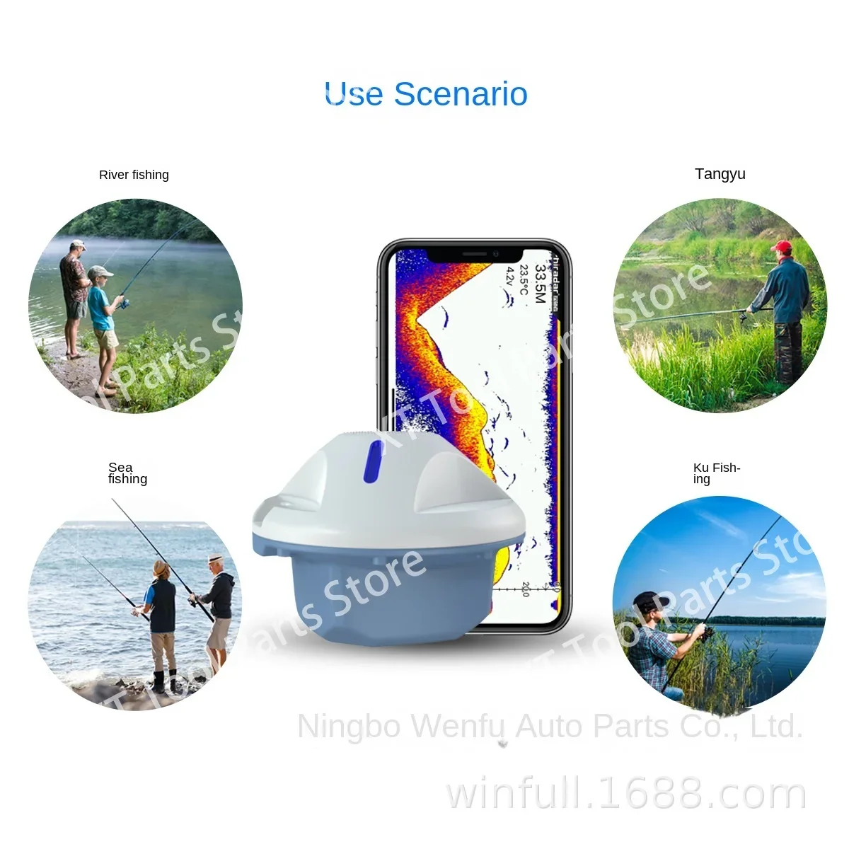 Mobile phone Bluetooth connection high definition color visual fishing finder portable underwater wireless sonar fish finder