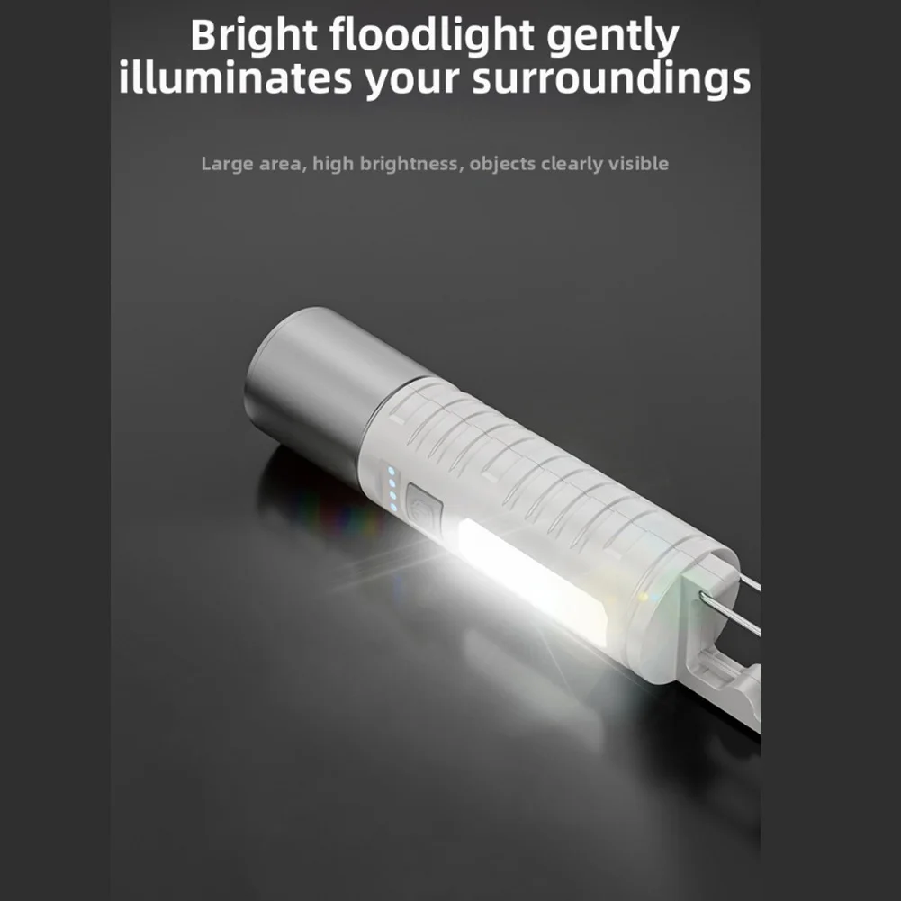 1PCS Mini Light Hard Light 300 Lumens USB-Rechargeable Portable Waterproof Flashlight With Adjustable Brightness ABS Tool Parts