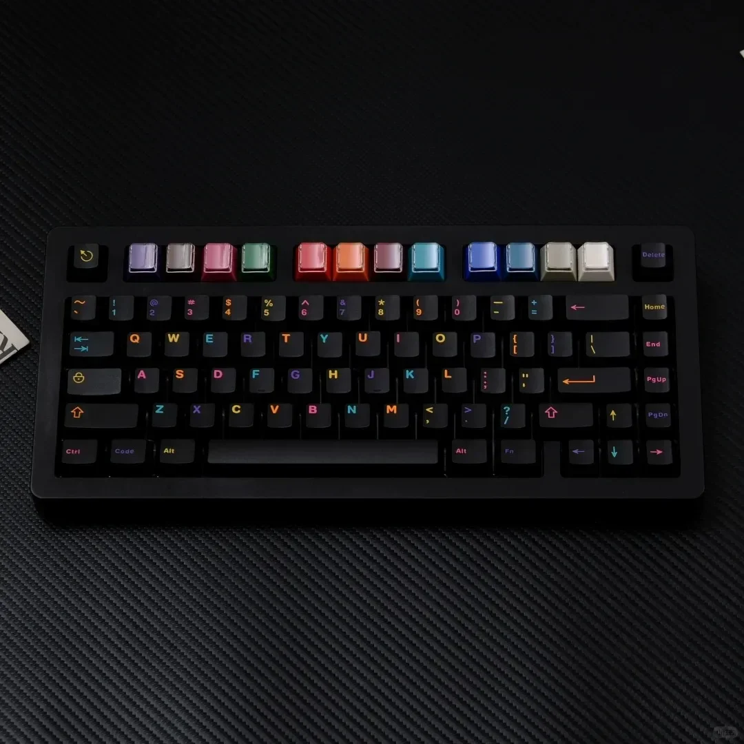 GMK Black Colorful Theme Keycaps Set ABS Cherry Profile Keyboard Keycaps for Mechanical Keyboard Accessories Gift Colored Keycap