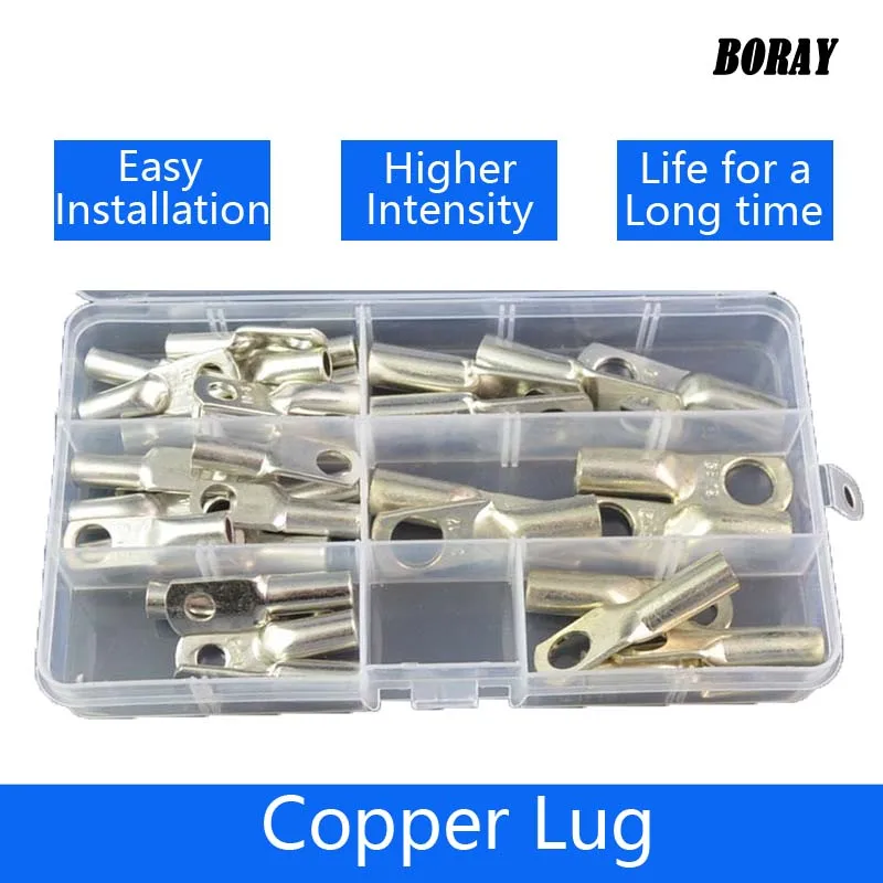 5Pcs 10Pcs JG10-6/8/10-JG50-12 Marine Copper Screw Hole Electric Wire Cable Ring Tubular Cord End Lug Connector Crimp Terminal