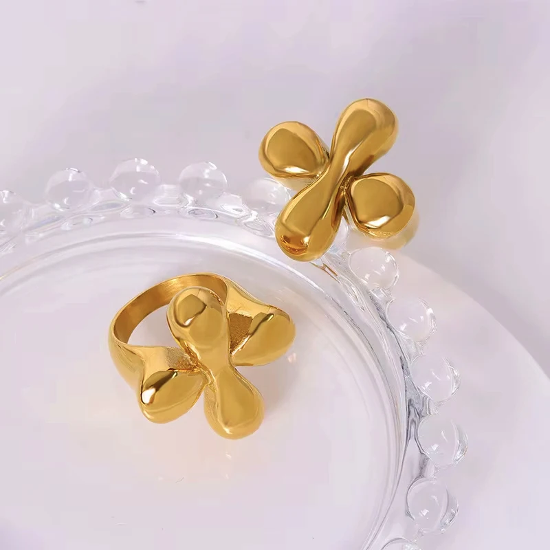 Liora High Quality Stainless Steel Flower Rings For Women PVD Gold Plated Polished Smooth No Tarnish Index Finger Rings Jewelry