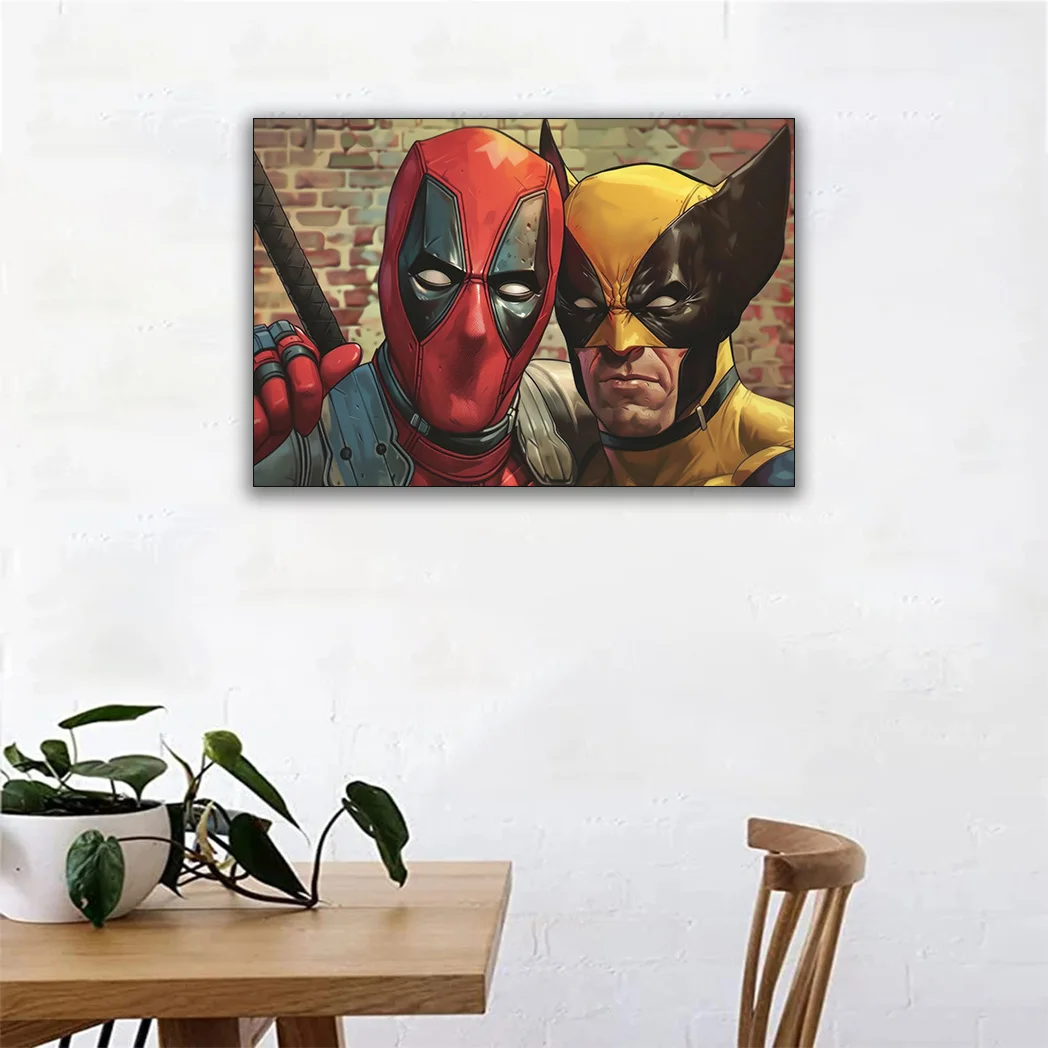 ملصقات فنية جدارية لفيلم مينيسو مارفل ديدبول ولفيرين، لوحات قماشية مضحكة لغرفة النوم وغرفة المعيشة لتزيين المنزل #6
