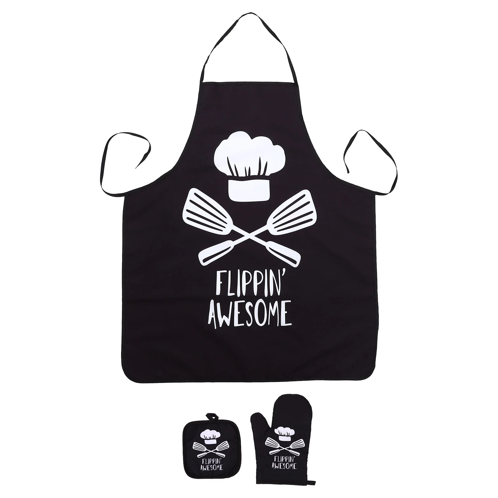 Apron Suit Home Bakery Baking Glove Accessories Black Oven Pot Mittens Polyester Kitchen Reusable Barbecue