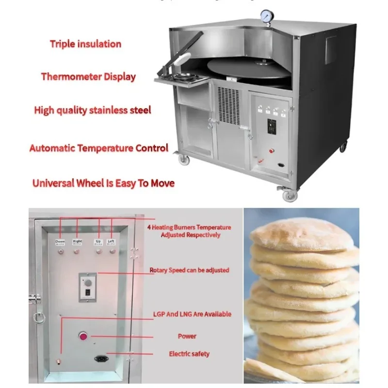 Commercial Rotary Baking Oven, Multi-Functional Bakery Equipment for Bread, Pita, Roti and Pastries