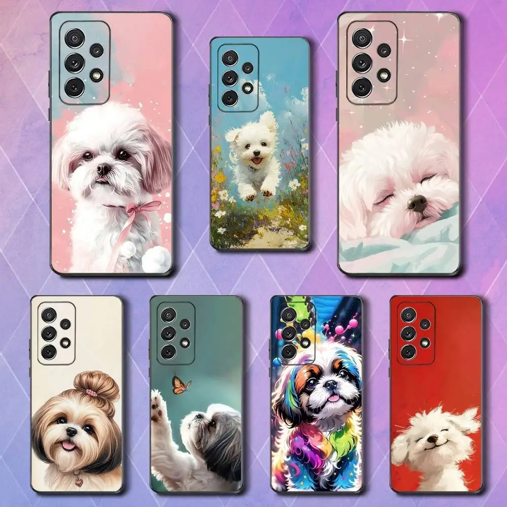 

Painting Art Shih Tzu Phone Case For Samsung S25,S24,S23,S22,S21,S20,S10,Ultra,Plus,Lite,FE,Soft Silicone Black Cover