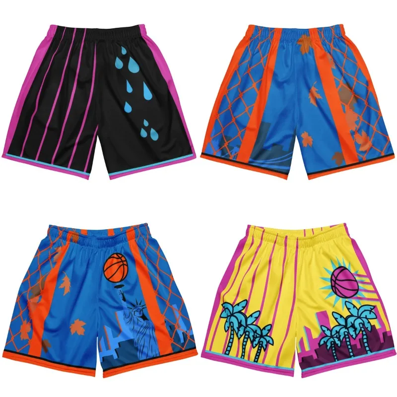 Miami Vice City Basketball Shorts Men Kids Palm Tree Print Streetwear Length Sport Shorts Summer Casual Training Gym Short Pants