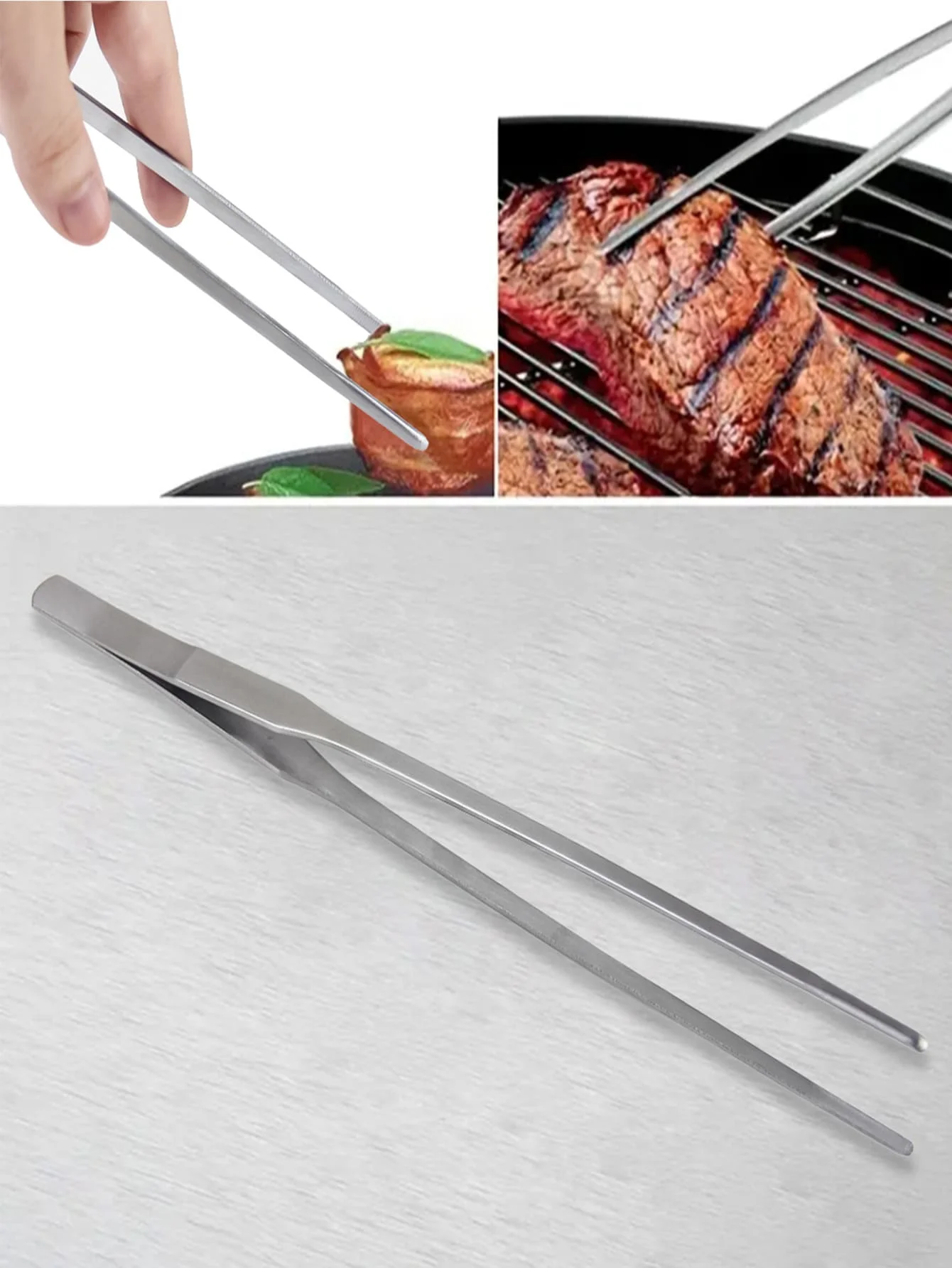 1pc，Stainless Steel Thickened Food Clip, Hand-Grabbing Cake Barbecue Steak, Hotel Kitchen Tool Baking Frying Clip