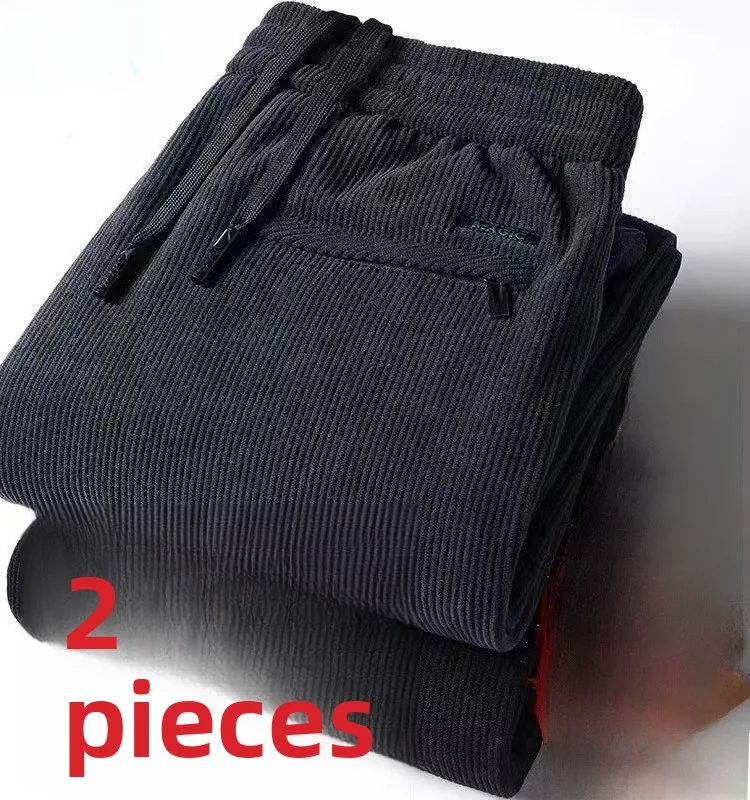 

Men's Fce Lined Thi Corduroy Casual Straight Leg Long Pants Winter Warm Trendy Sports Loose Fit Leisure Trousers