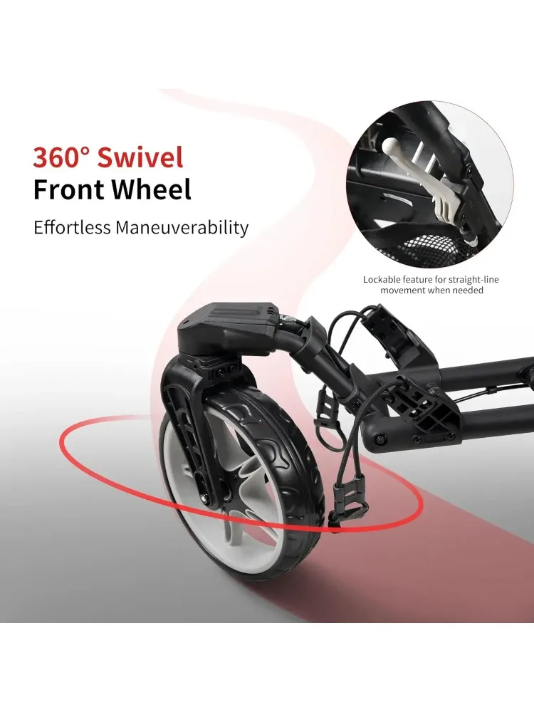 W_CaddyLite One Swivel Versione 8 Push Cart Versione 8 – 3 Ruote, 360 °   Ruota anteriore girevole, pieghevole con un clic,