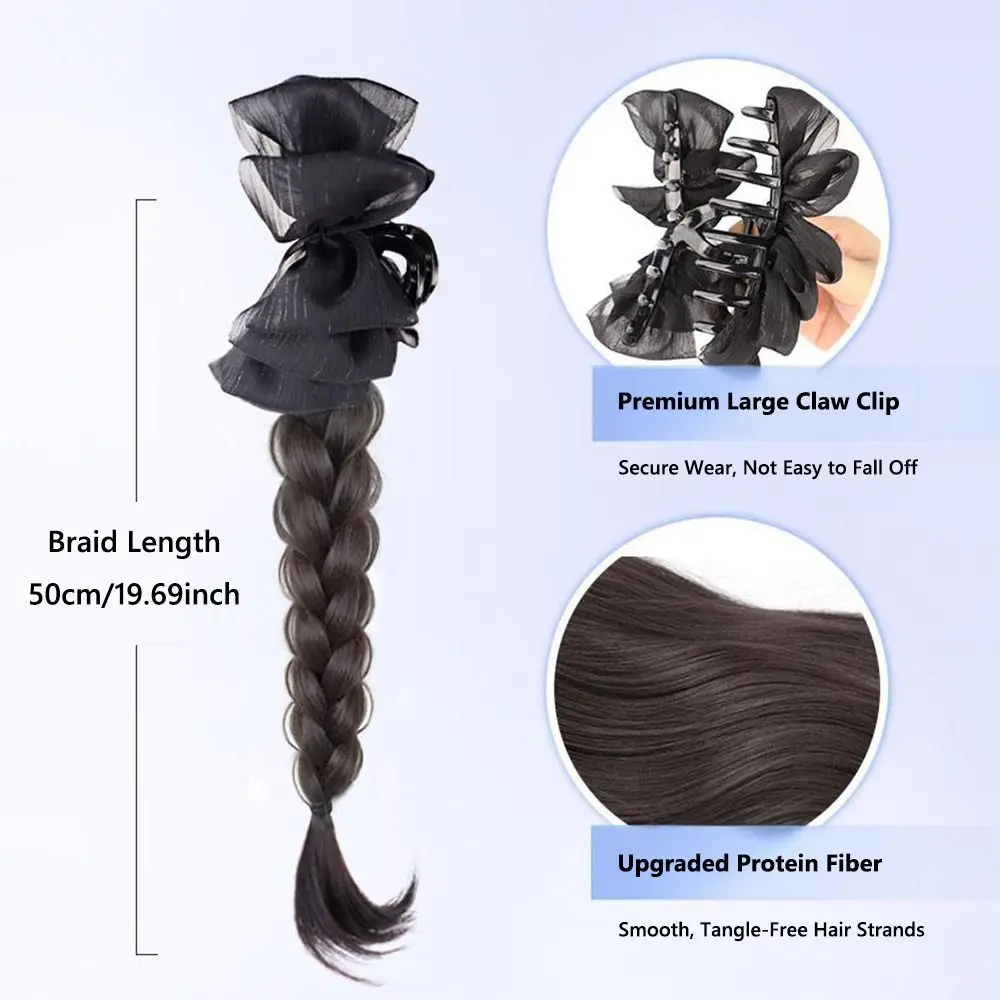 

Synthetic Braided Ponytail Hair Claw Natural Looking Clip-On Bubble Twist Hairpiece Long Braided Wig Claw Clip for Women