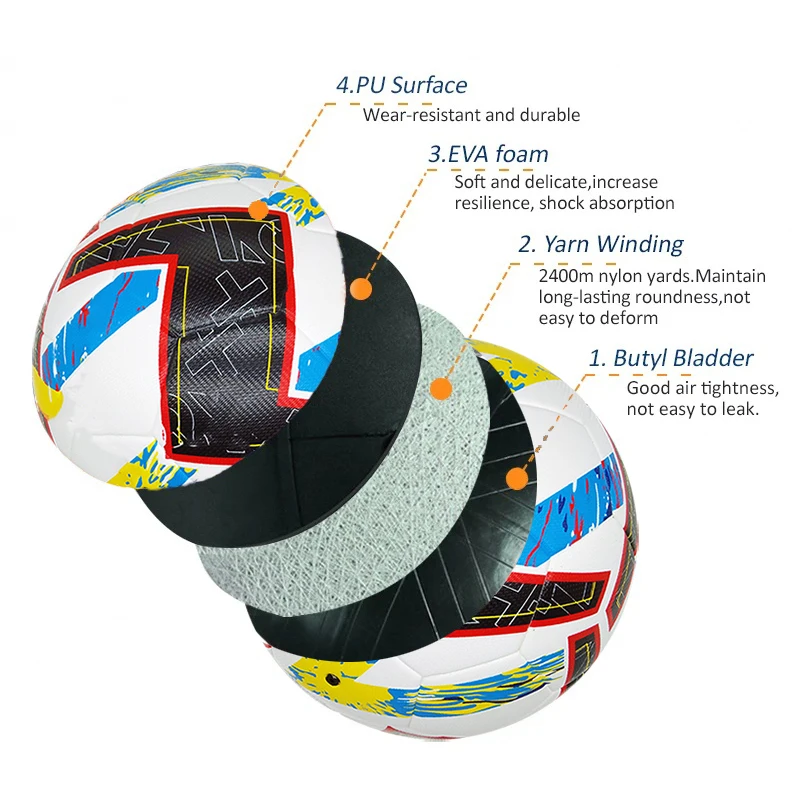 PU 심리스 축구공 고품질 표준 경기용 5호 성인 팀 축구 훈련 공