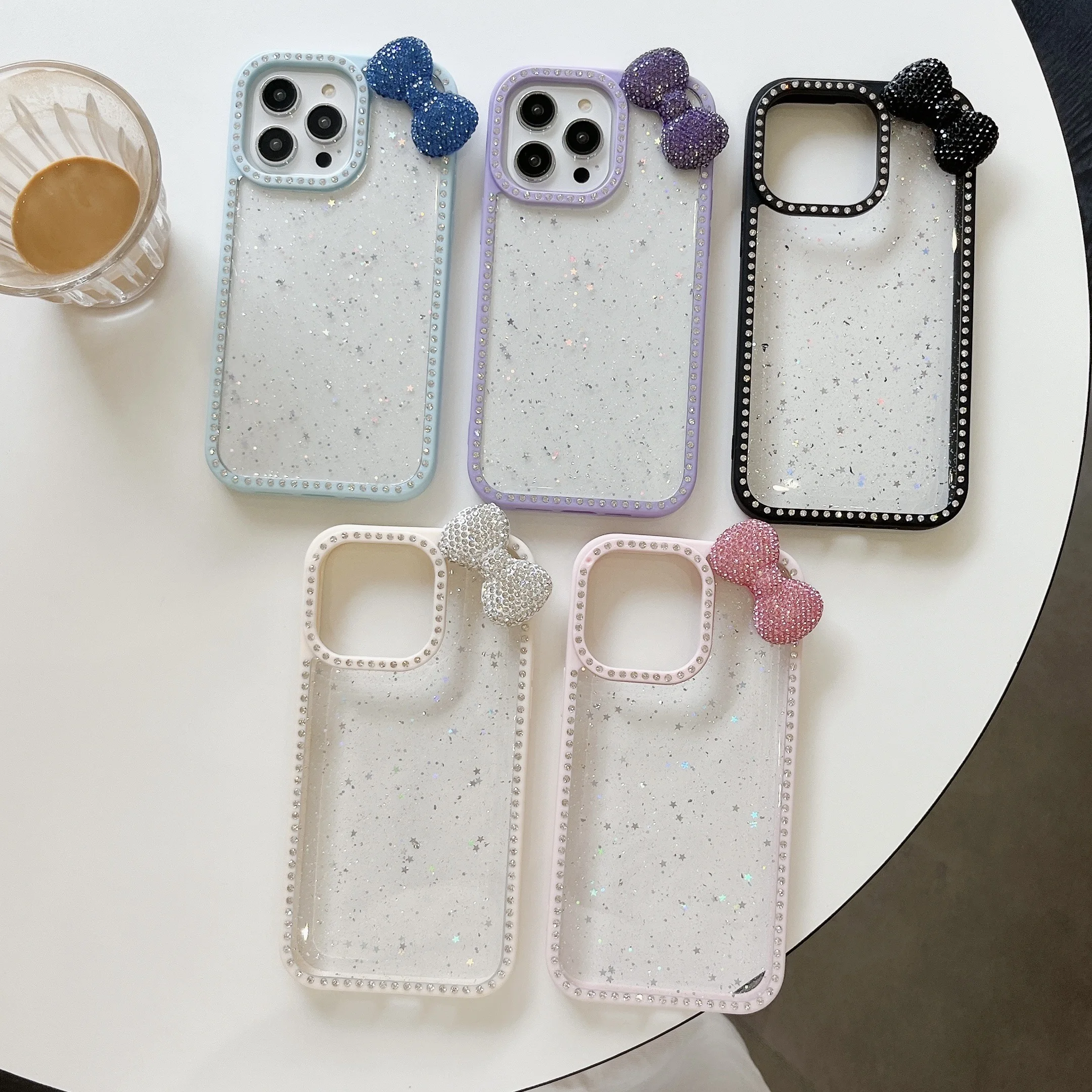 Star Bow Strasssteine für iPhone 16 Pro max 15 plus 14 Pro 13 Handyhülle Schutzjacke