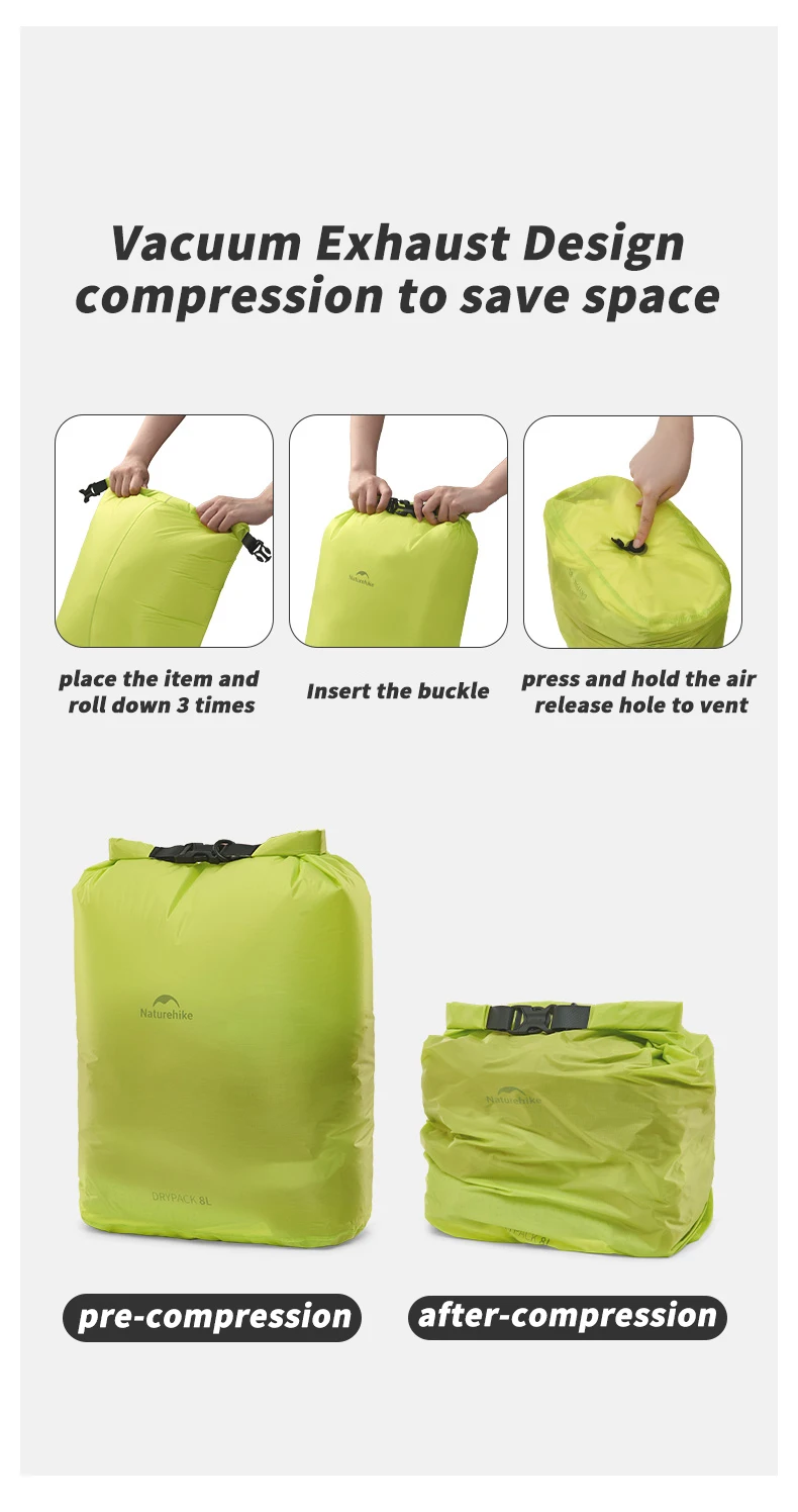 Naturehike 2L/4L/8L Kompressionstasche Schwimmen Wasserdichter Trockensack Beware kleiner leichter Trockensack zum Kajakfahren Angeln Rafting – Detail 4