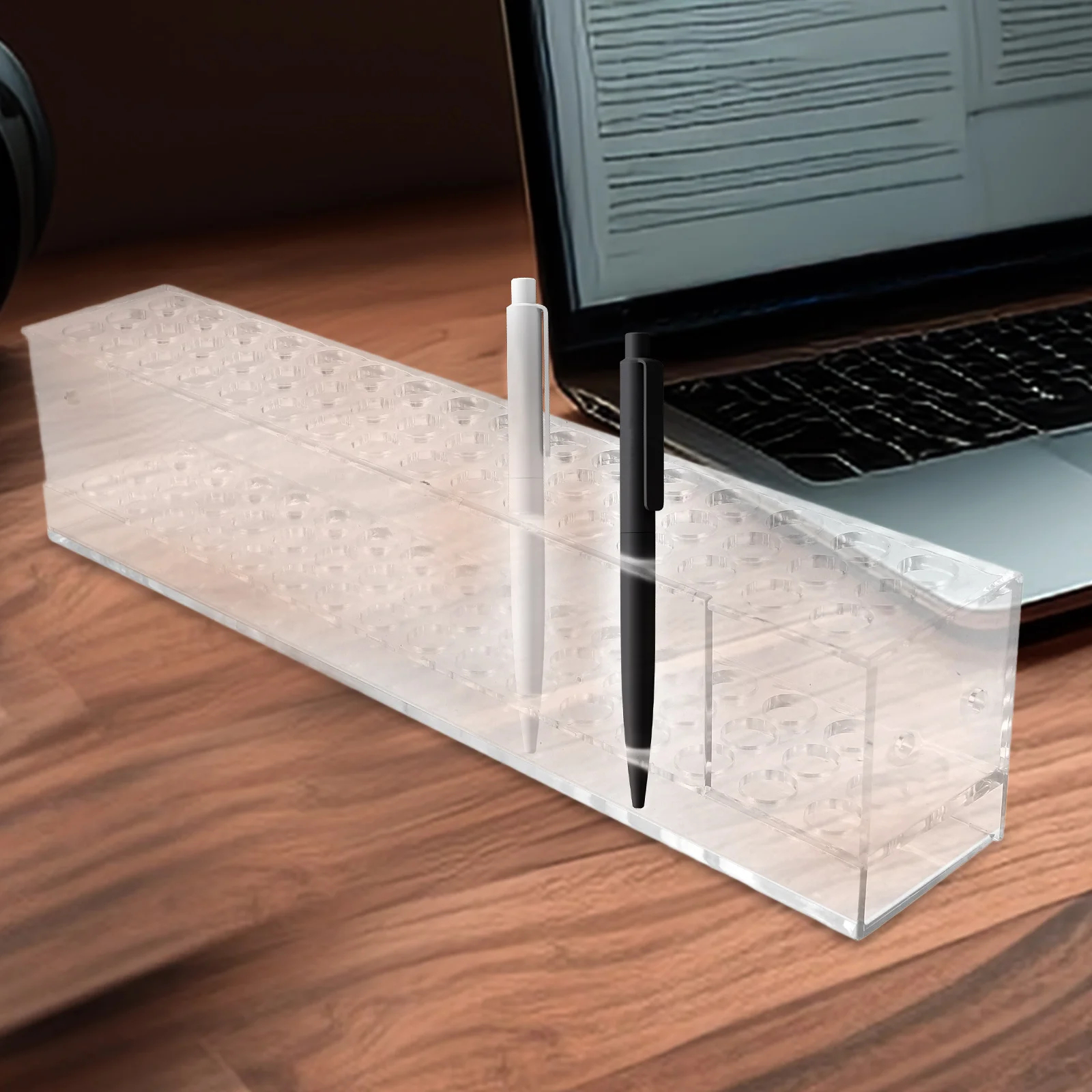 

Acrylic Pen Pen Holder 1 Layer 48 Holes Clear Desktop Organizer for Ballpoint Pens Pencils Storage Display Rack