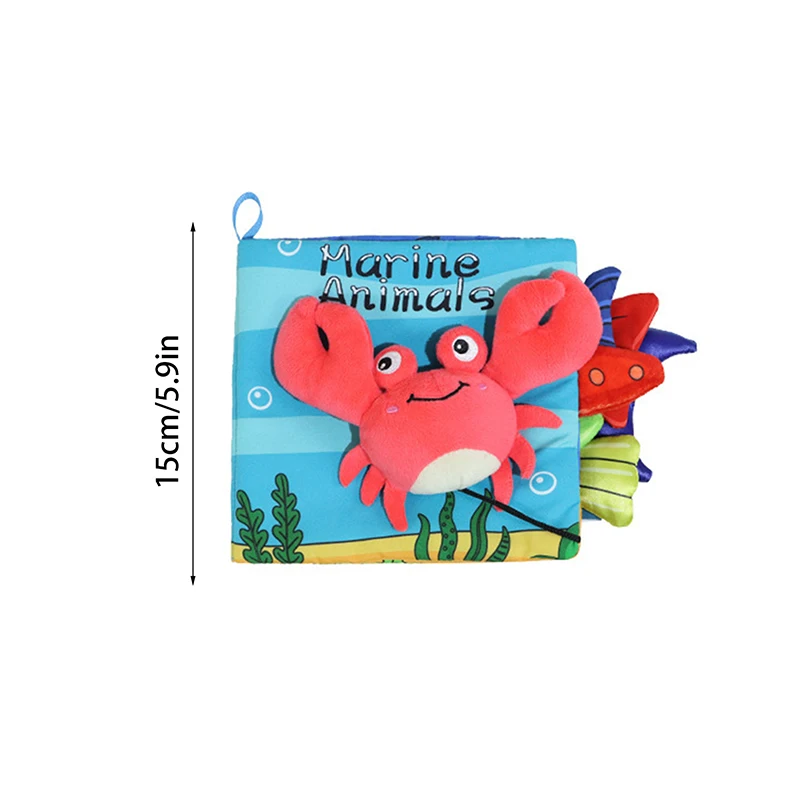 Baby Soft Books Toys Crinkle Cloth Book Marine Animal Tails For Infant Baby Early Development Interactive Stroller Soft Toys