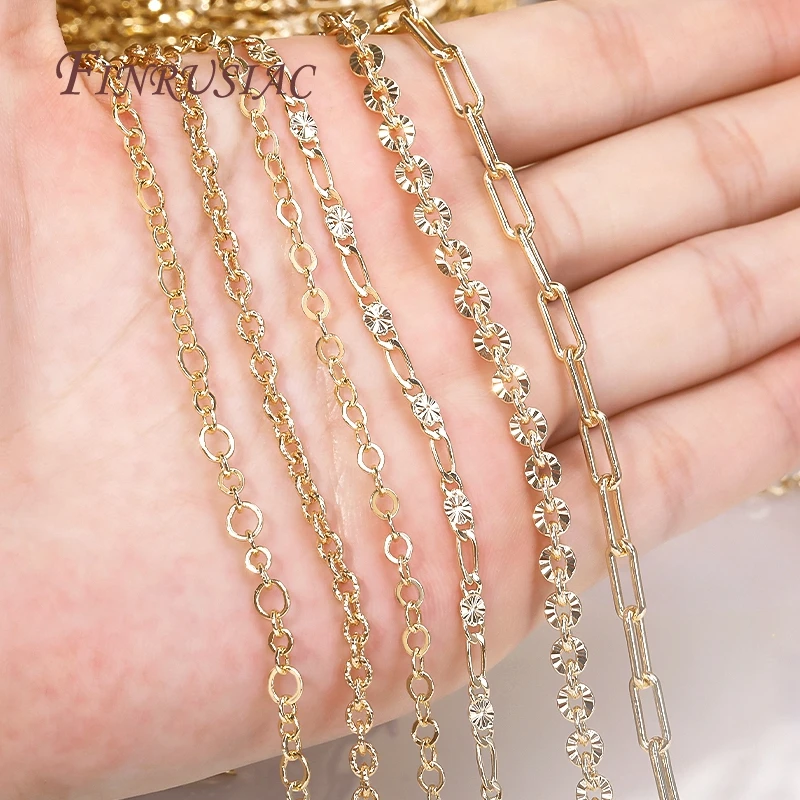 Großhandel Bulk-Kabelketten für die Schmuckherstellung, hochwertige Spulenketten aus 14 Karat vergoldetem Metall, DIY-Halskette, Armband-Zubehör – Detail 9