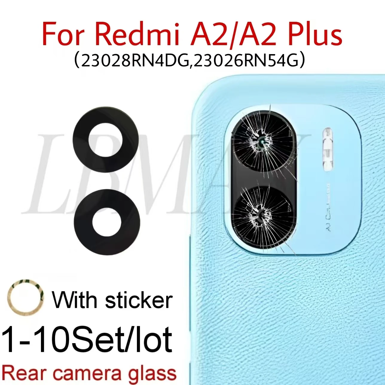 

1-10set Back Camera Glass for Xiaomi Redmi A1 A1Plus A2 A2 Plus Rear camera Lens Cover replacement Adhesive Repair Parts